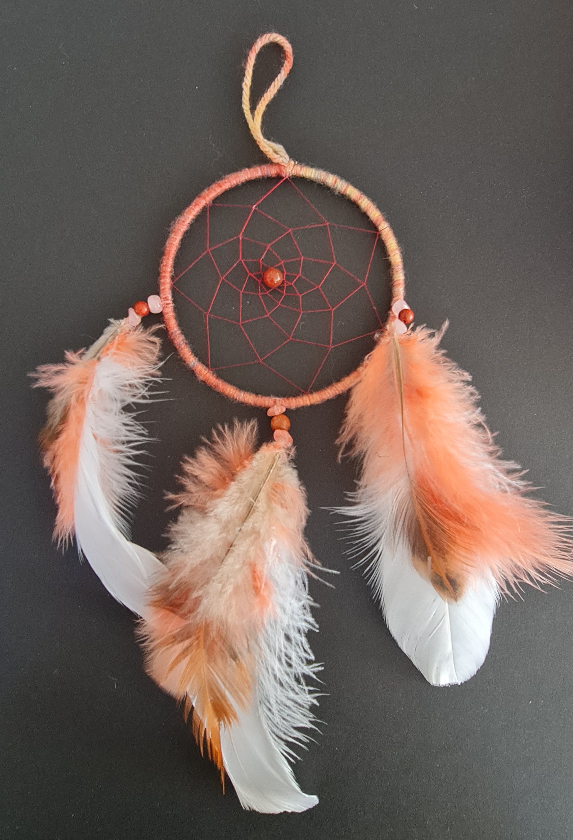 Attrape-rêve 10cm blanc & rosé