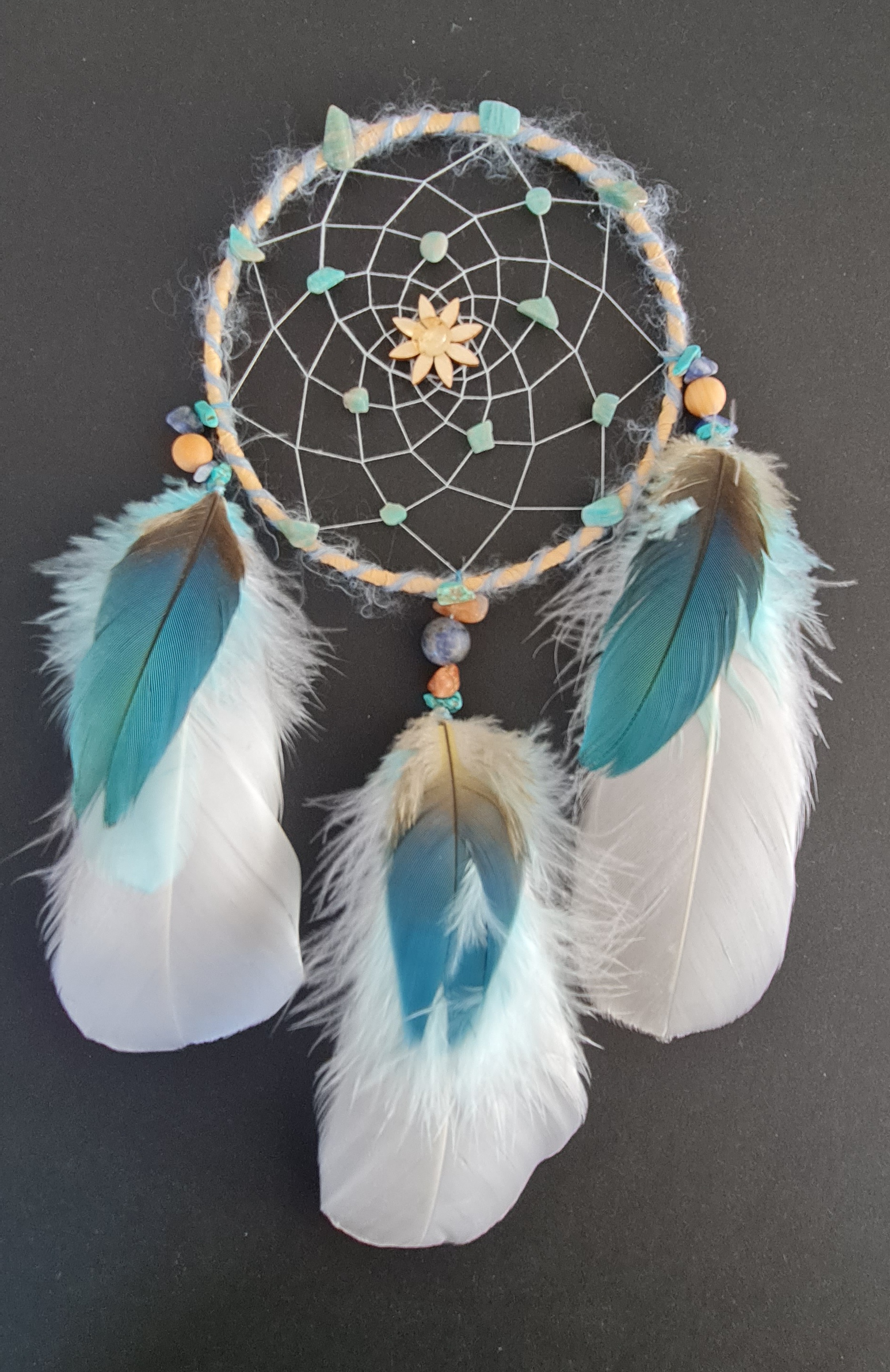 Attrape-rêve 10cm bleu & blanc