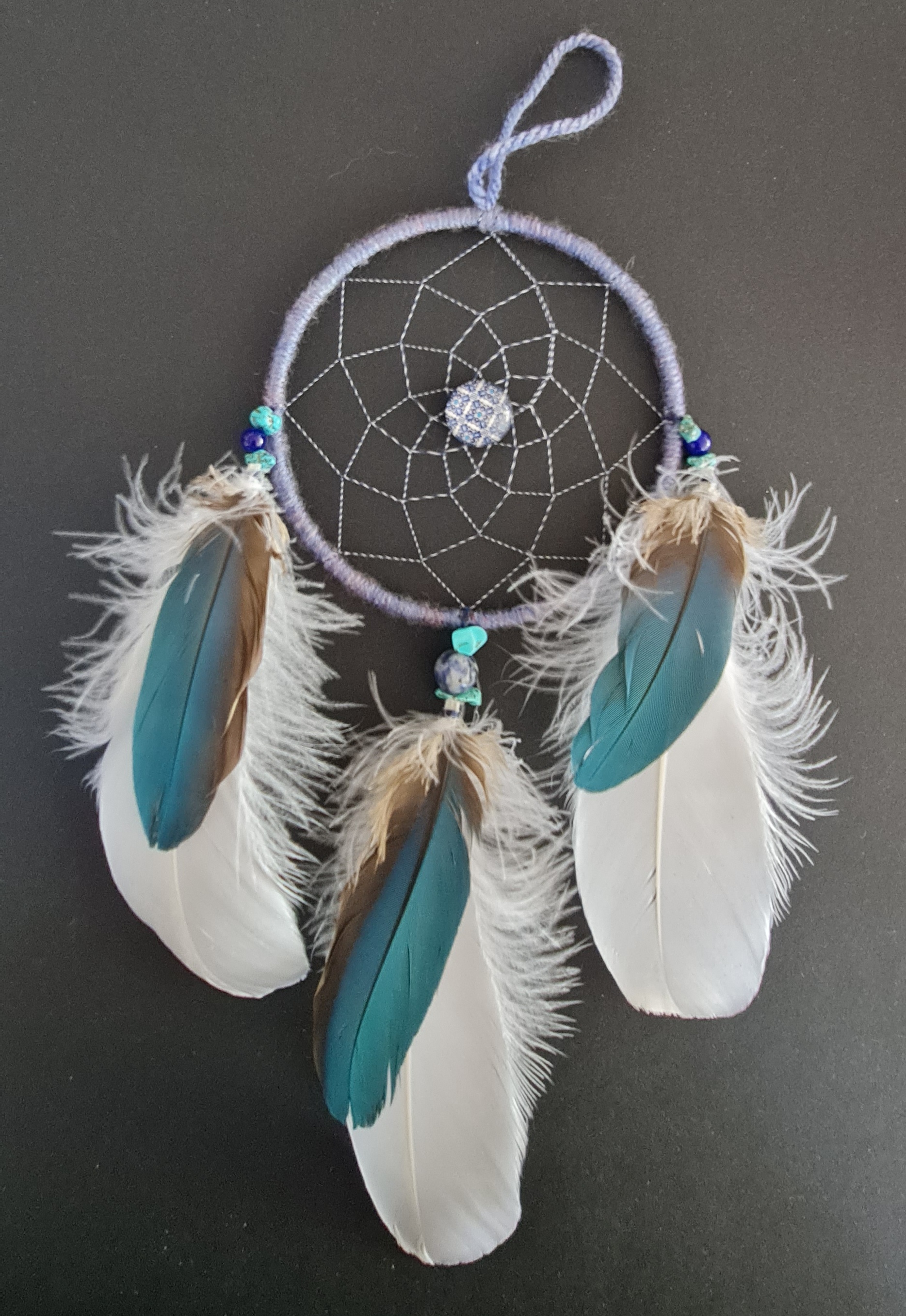 Attrape-rêve 10cm bleu & blanc