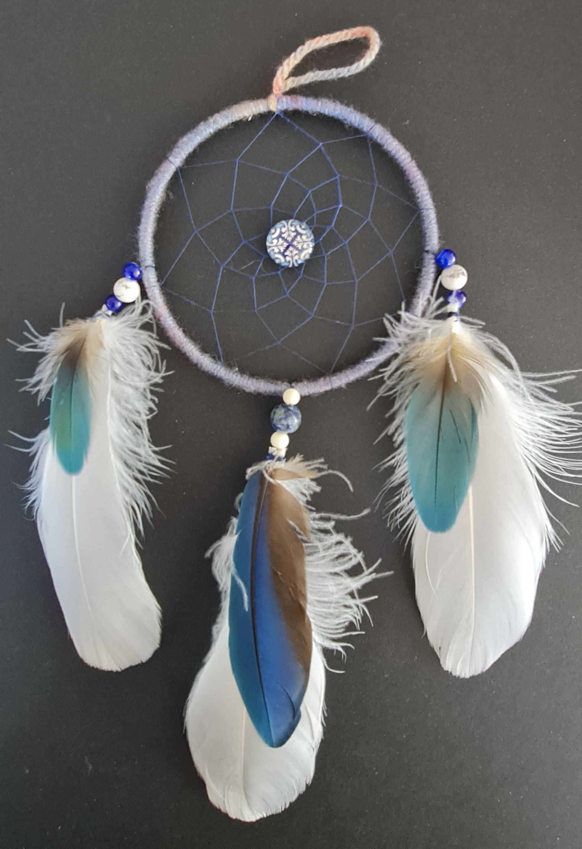 Attrape-rêve 10cm bleu & blanc