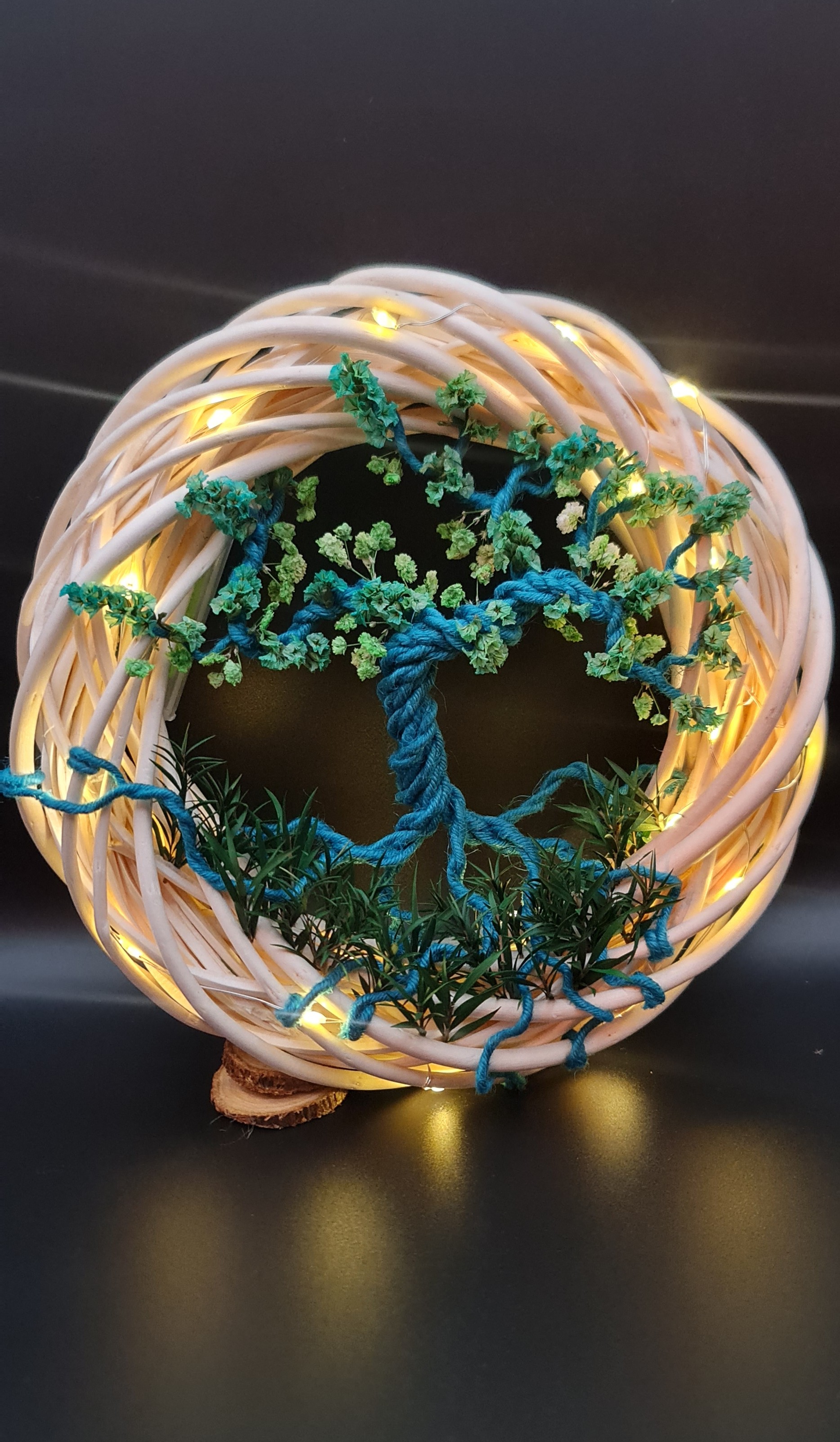 Arbre cercle osier lumineux bleu&vert