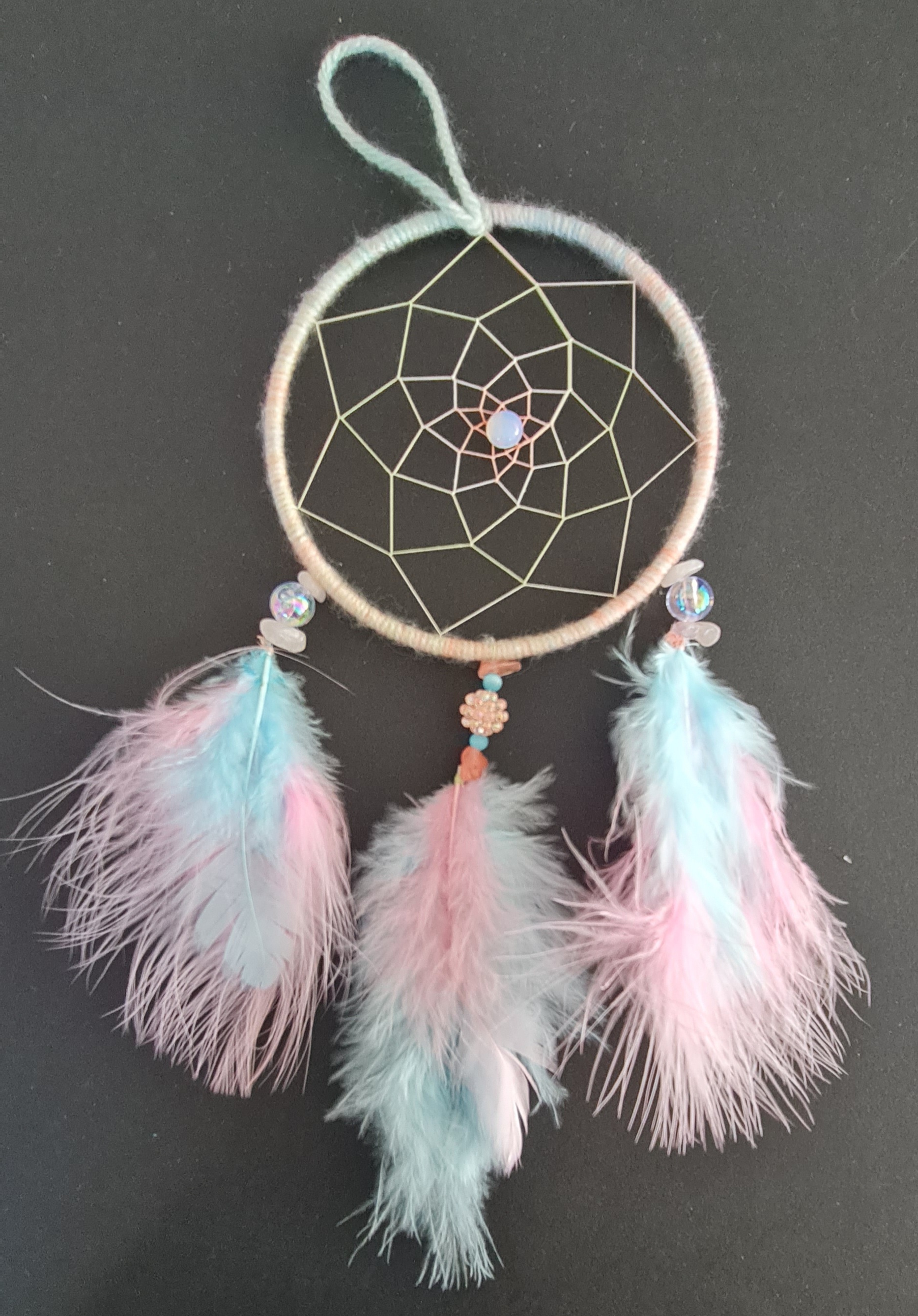 Attrape-rêve 10cm rose & bleu